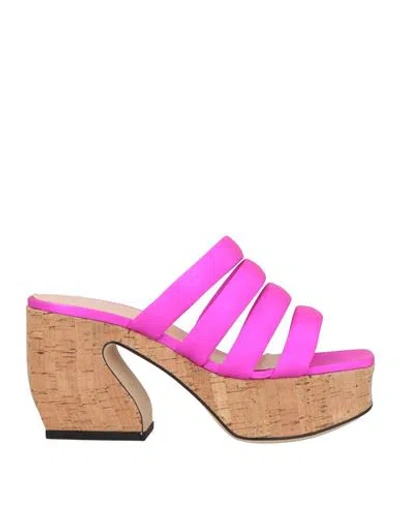 Si Rossi By Sergio Rossi Woman Mules & Clogs Fuchsia Size 8 Textile Fibers In Pink