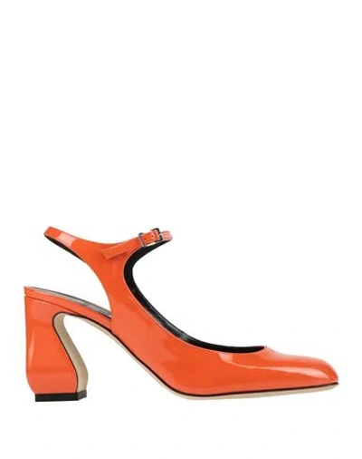 Si Rossi By Sergio Rossi Woman Pumps Orange Size 9.5 Leather