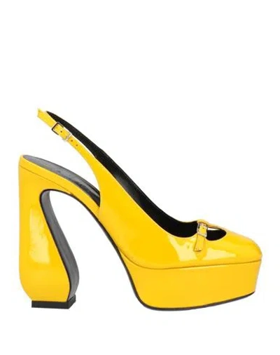 Si Rossi By Sergio Rossi Woman Pumps Yellow Size 8 Leather