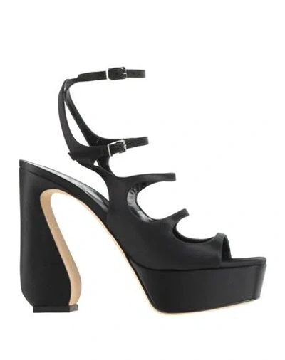 Si Rossi By Sergio Rossi Woman Sandals Black Size 10 Textile Fibers