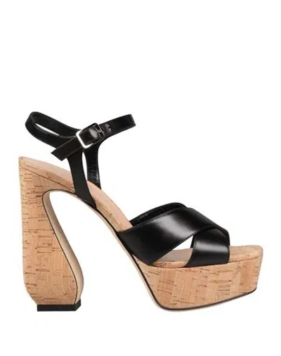 Si Rossi By Sergio Rossi Woman Sandals Black Size 8 Leather