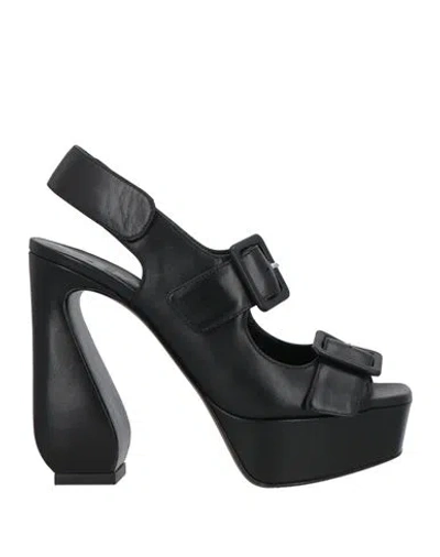 Si Rossi By Sergio Rossi Woman Sandals Black Size 9 Leather