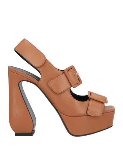 Si Rossi By Sergio Rossi Woman Sandals Camel Size 8 Leather In Beige