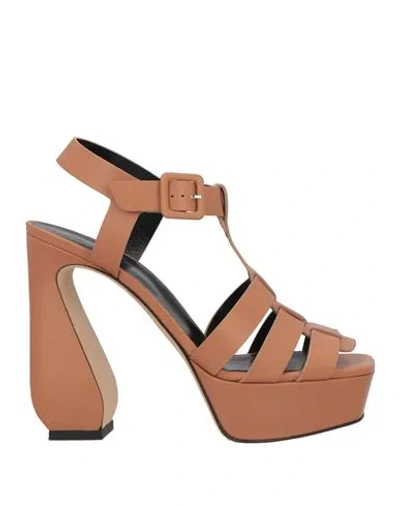 Si Rossi By Sergio Rossi Woman Sandals Camel Size 8 Leather In Beige