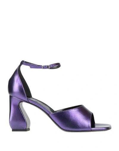 Si Rossi By Sergio Rossi Woman Sandals Dark Purple Size 9 Leather