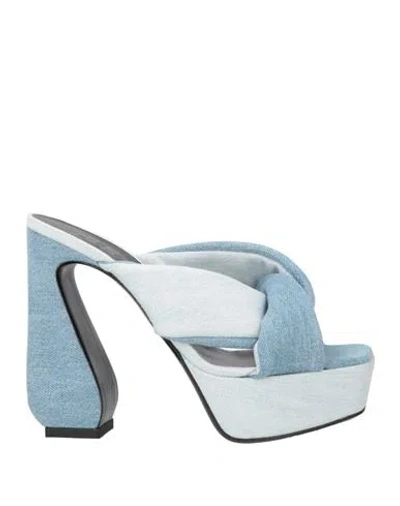 Si Rossi By Sergio Rossi Woman Sandals Light Blue Size 8 Textile Fibers