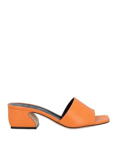 Si Rossi By Sergio Rossi Woman Sandals Orange Size 9 Soft Leather