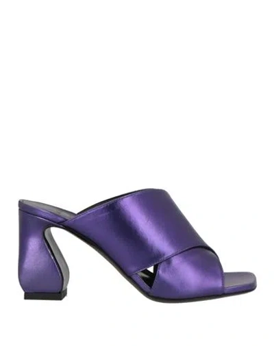 Si Rossi By Sergio Rossi Woman Sandals Purple Size 7 Leather In Purple