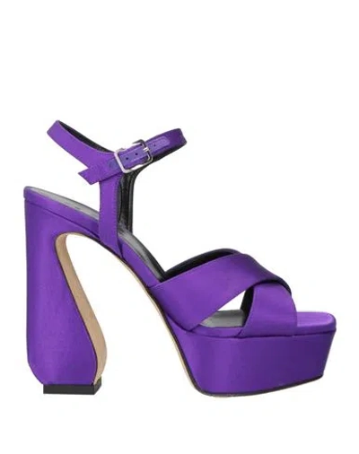 Si Rossi By Sergio Rossi Woman Sandals Purple Size 7.5 Textile Fibers In Purple