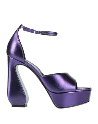 Si Rossi By Sergio Rossi Woman Sandals Purple Size 9.5 Leather