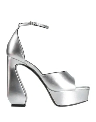 Si Rossi By Sergio Rossi Woman Sandals Silver Size 8 Leather