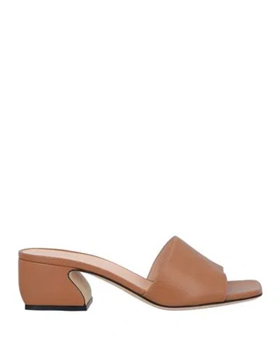 Si Rossi By Sergio Rossi Woman Sandals Camel Size 7.5 Soft Leather In Brown
