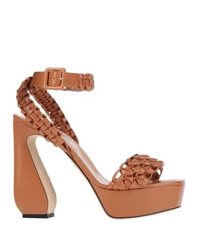 Si Rossi By Sergio Rossi Woman Sandals Tan Size 11 Soft Leather In Brown