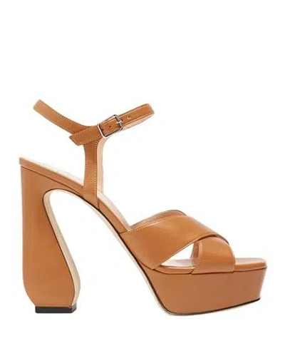 Si Rossi By Sergio Rossi Woman Sandals Tan Size 11 Soft Leather In Brown