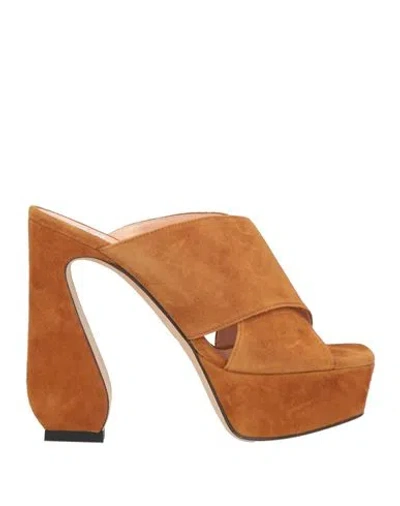 Si Rossi By Sergio Rossi Woman Sandals Tan Size 7.5 Soft Leather In Brown