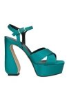 Si Rossi By Sergio Rossi Woman Sandals Turquoise Size 6 Textile Fibers In Blue