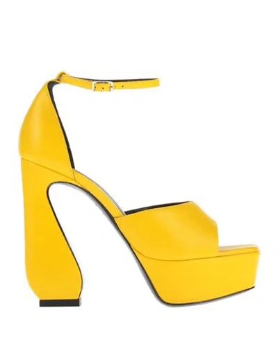 Si Rossi By Sergio Rossi Woman Sandals Yellow Size 6.5 Leather