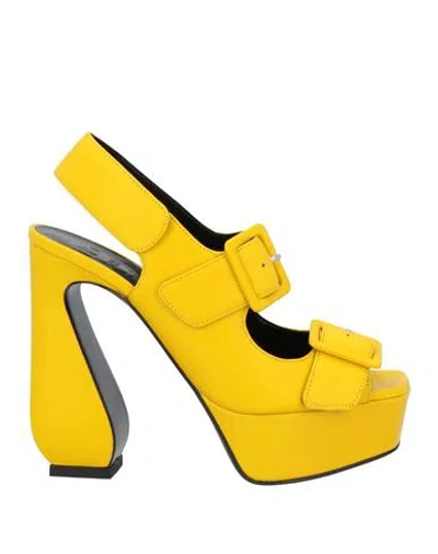 Si Rossi By Sergio Rossi Woman Sandals Yellow Size 8 Leather