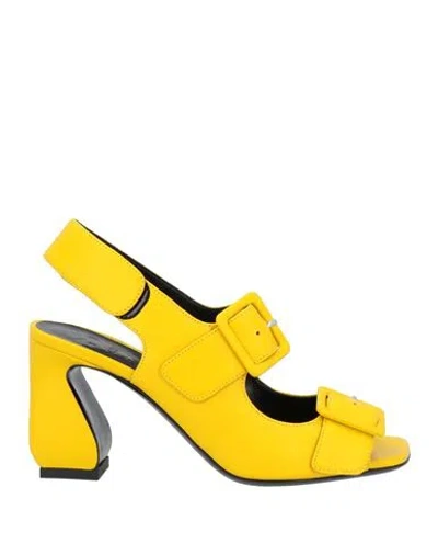 Si Rossi By Sergio Rossi Woman Sandals Yellow Size 8 Leather
