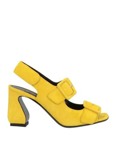 Si Rossi By Sergio Rossi Woman Sandals Yellow Size 8 Leather