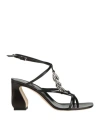 Si Rossi By Sergio Rossi Woman Thong Sandal Black Size 6 Soft Leather