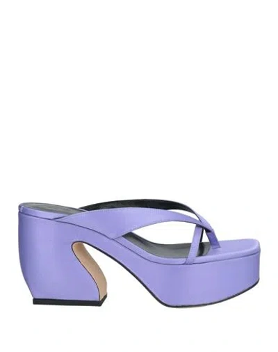 Si Rossi By Sergio Rossi Woman Thong Sandal Light Purple Size 9 Textile Fibers