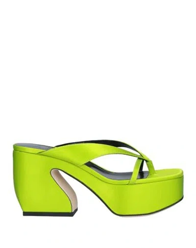 Si Rossi By Sergio Rossi Woman Thong Sandal Lime Green Size 8 Textile Fibers
