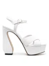 Si Rossi White Sandals With A Sculpted Heel In Blanco