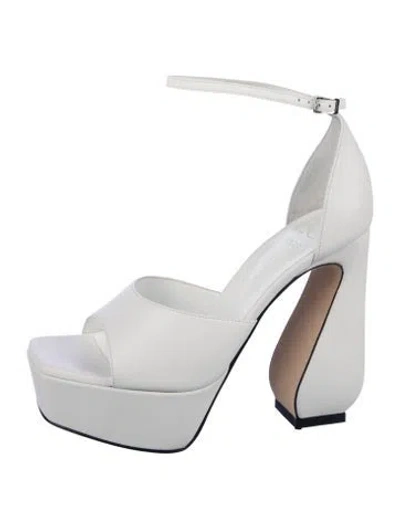 Pre-owned Si Rossi Leather Sandals In Silver/white