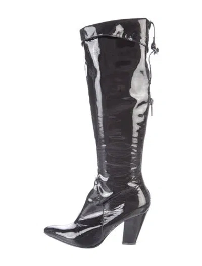 Pre-owned Si Rossi Patent Leather Boots In Blue