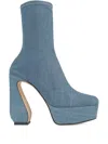 Si Rossi Platform Block-heel Ankle Boots In Blue