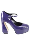 Si Rossi Rounded Toe Patent Leather Pumps With Platform In Purple