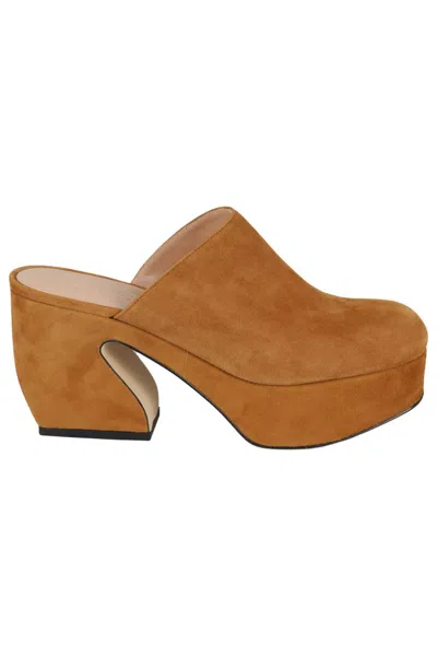 Si Rossi Tan Suede Mules In Cuoio