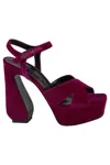 Si Rossi Velvet Cyclamen Ankle Strap Sandals