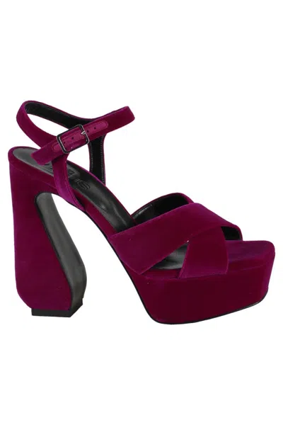 Si Rossi Velvet Cyclamen Ankle Strap Sandals