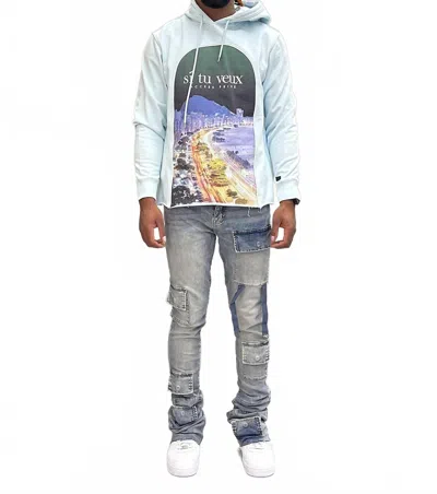 Si Tu Veux Gunner Stacked Jeans In Light Indigo Wash In Multi