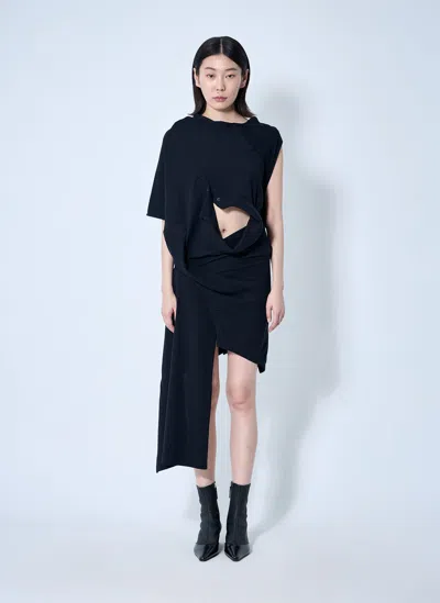 Sia Arnika Draped Polo Dress In Black