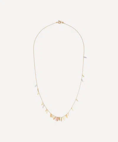 Sia Taylor 18ct-24ct Gold Rainbow Scattered Leaf Necklace