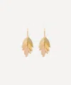 Sia Taylor 18ct-24ct Gold Small Rainbow Leaf Drop Earrings