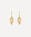 Sia Taylor 18ct-24ct Gold Small Rainbow Leaf Drop Earrings