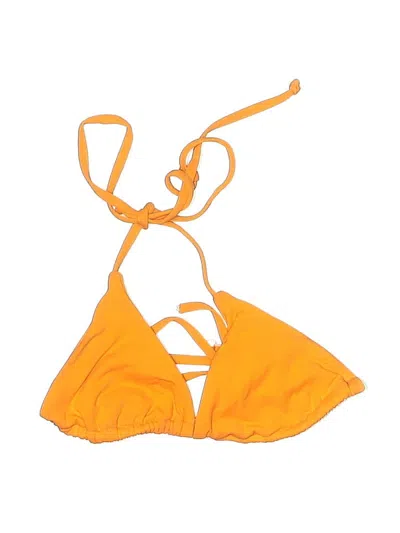 Pre-owned Sian Swimwear Swimsuit Top Orange Solid Pattern Swimwear