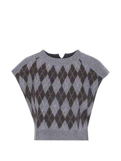 Sibel Saral Argyle-intarsia Knitted Vest In Gray