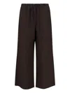 Sibel Saral Wide-leg Trousers With Elastic Waistband And Minimalist Design In Brown