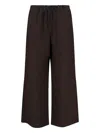 Sibel Saral Wide-leg Trousers With Elastic Waistband And Minimalist Design In Brown