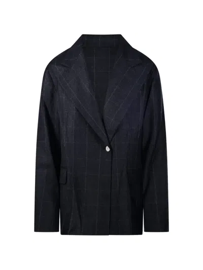 Sibel Saral Bourne Windowpane-check Blazer In Black