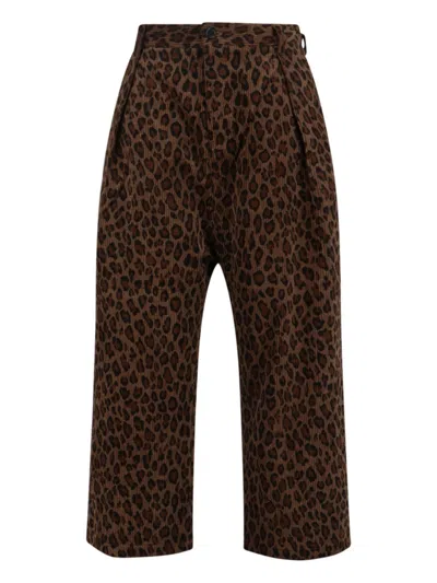 SIBEL SARAL CROPPED TROUSERS WITH BOLD LEOPARD PRINT