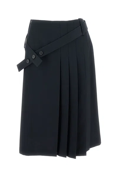 Sibel Saral Flared Blue Skirt With Smooth Texture