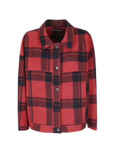 Sibel Saral Fringe-trim Plaid Jacket In Red