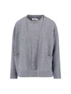 Sibel Saral Layered Medium-grey Knit Sweater With Open-front Cardigan Style In Gray