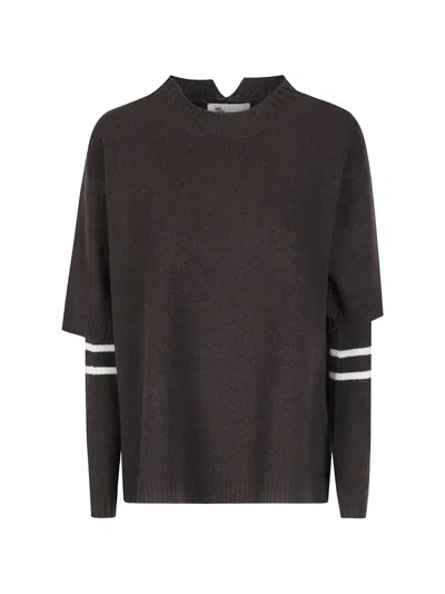Sibel Saral Layered-sleeve Crew-neck Sweater In Brown